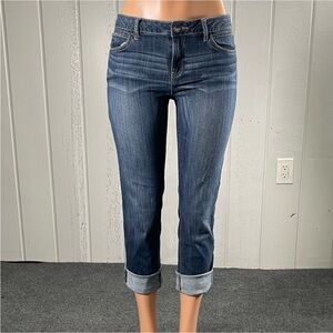 Simply Vera Wang Dark Blue Denim Cropped and Cuffed Straight Jeans Size 6